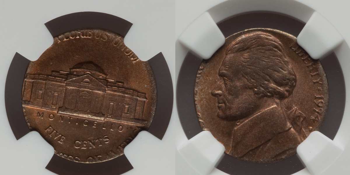 1974 Nickel Struck on the Wrong Planchet