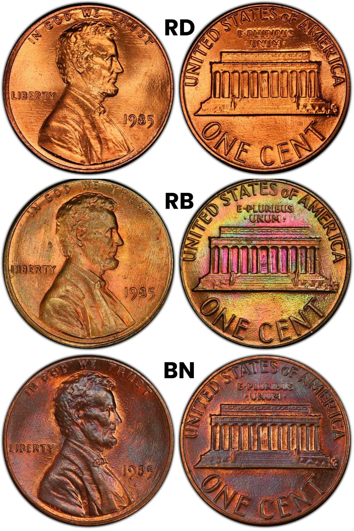 1985 penny colors