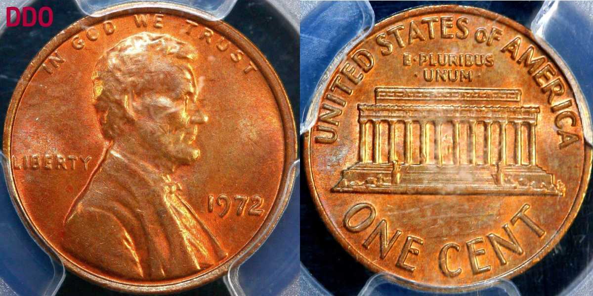 972 Lincoln Memorial Cent PCGS MS 63 RB Doubled Die Obverse value