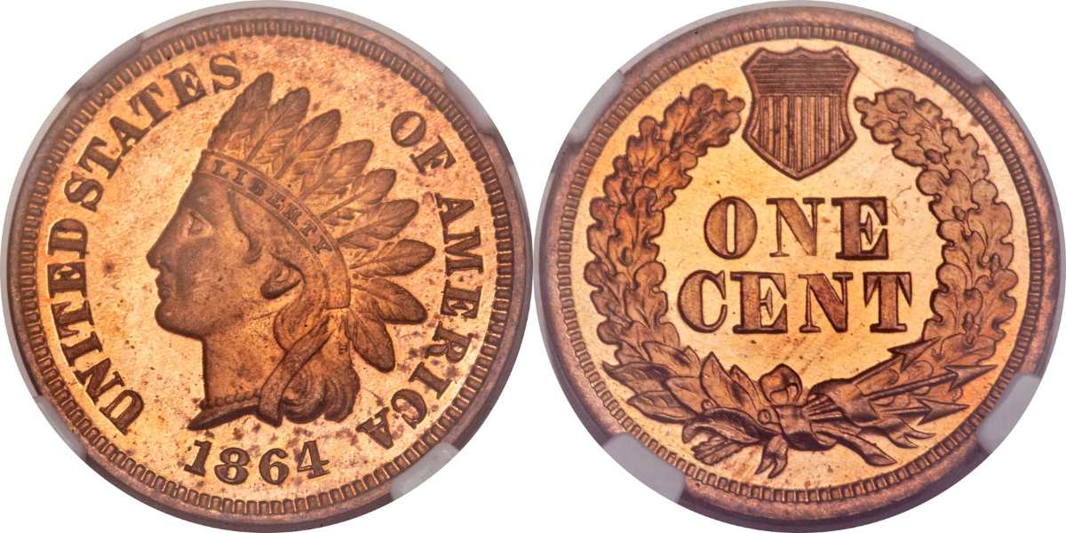 1864-L Proof Indian Head Penny Sold for 141,000
