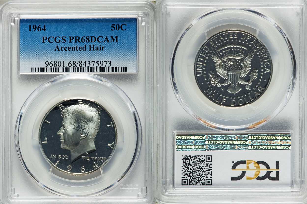 1964 50C Accented Hair, FS-401, PF68 DCAM sold for $17,625