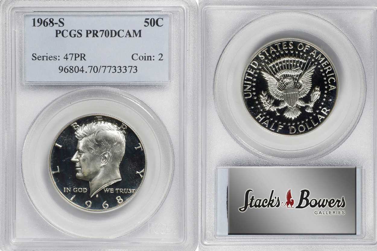 1968-S Kennedy Half Dollar DCAM PF70 sold for $24,000