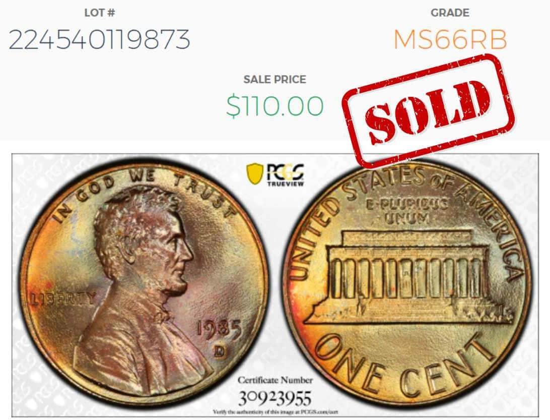 1985-D 1C Lincoln Cent MS66RB