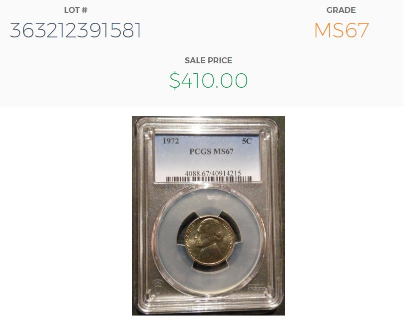 1972-P Jefferson Nickel price