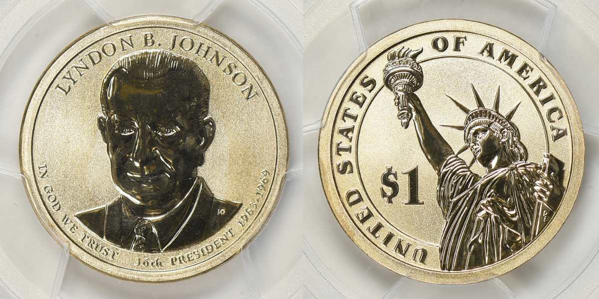 First Strike 2015-P Lyndon B. Johnson Reverse Proof Dollar Coin